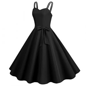 Robe Ann&eacute;es 50 Vintage Femme Retro Rockabilly Pin-Up Chic Et Elegant Robes Au Genou Dos Nu Ann&eacute;es 40 50 60 Swing D&eacute;contract&eacute;e Dress De Retour Soir&eacute;e Audrey Hepburn F&ecirc;te C&eacute;r&eacute;monie (Anglekie, neuf)