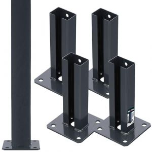 KOTARBAU® 4X Support De Poteau 60 x 40 mm en Acier Galvanisé Et Peint par Poudrage Gris | Support De Poteau À Visser pour Poteaux | Platine Poteau | Support Poteau Bois 9x9 | Fixation Poteau Bois (KOTARBAU, neuf)