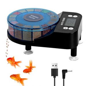 Podazz Distributeur Automatique de Nourriture pour Poissons pour Aquarium - Minuterie Rechargeable - avec Affichage LCD - 15 Flux d'alimentation de Voiture avec Design r&eacute;sistant &agrave; l'humidit&eacute; (Podazz UK, neuf)