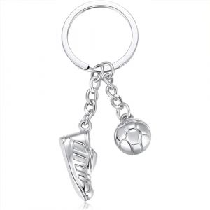 Porte-Cl&eacute;s de Football,D&eacute;coration de Porte-Cl&eacute;s de Voiture,porte-cl&eacute;s argent football et bottes,Porte-Cl&eacute;s Cr&eacute;atif de D&eacute;coration,souvenir fan,cadeau anniversaire (Style 1) (BGOBTY EU, neuf)
