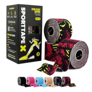 SPORTTAPE Lot 3 Bandes kin&eacute;siologiques - Sauvage - 5 cm x 5 m | Bandes de kin&eacute; professionnelles pour douleurs musculaires | Strapping sport genou, cheville, &eacute;paule, dos | &Eacute;tanche & hypoallerg&eacute;nique (SPORTTAPE, neuf)