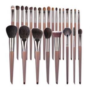 Lot de 24 pinceaux de maquillage professionnels en poils de ch&egrave;vre naturels (GuDeRui, neuf)