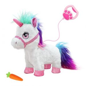 YH YUHUNG Jouet Licorne avec Laisse - Allume la Corne de Licorne, Marche, Hochement, Aboie et Remue Sa Queue - Peluche Licorne Interactive - Cadeau Jouet Licorne Fille 3 4 5 6 + Ans (YH YUHUNG, neuf)