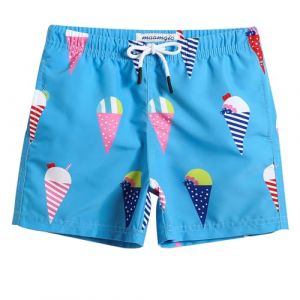 MaaMgic Short de Bains D'Ete Garcons Filles Carton Dinasaure avec Slip Filet Maillot de Bain Enfant a la Plage,Kaléidoscope Bleu,7 Ans (baohui, neuf)