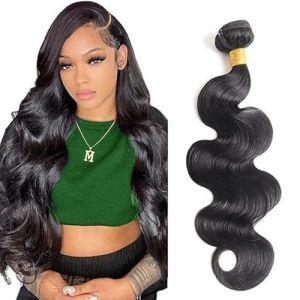 Tuheerst Body Wave Human Hair Bundles Tissage Bresilien en lot Cheveux Humain Black Human Hair Extensions Tissage Cheveux Naturels Double Weft Remy Hair Single Bundle for Woman 34 Pouce (QC Hair, neuf)