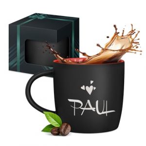 Maverton Mug personnalisable pour hommes - 400ml Tasse &agrave; Caf&eacute; Grav&eacute;e avec Pr&eacute;nom et Texte - Mug Humour pour fr&egrave;re - ami - id&eacute;e cadeau anniversaire - No&euml;l - Bureau - int&eacute;rieur rouge - votre prenom (MAVERTON, neuf)