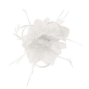 Chapeau bibi &agrave; fleurs pour femme, bandeau de mariage, bandeau de sport pour homme, blanc, Taille unique (Tigerpu, neuf)