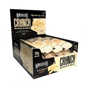 Barres hyperprotéinées Warrior Crunch 20 g - Barre à faible teneur en sucre et en glucides - paquet de 12 x 64 g - incroyablement savoureuse - garantie halal (Chocolat blanc) (AmazValue Global, neuf)