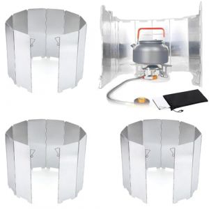 Réchaud de Camping,Pare-Vent Pliable Aluminium,Plaques Pare Brise de Camping,Plaques Camping Plein Air Pare Brise,Protection Antivent pour Réchaud à Gaz Pliable,Assiettes Pare-Vent de Camping (4) (Opptt, neuf)