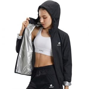 HOTSUIT Combinaison de sudation pour femme avec veste de surv&ecirc;tement et pantalon de sauna pour sport, v&ecirc;tement de sudation pour boxe en gymnastique, Noir, M (HOTSUIT, neuf)