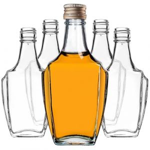 KADAX Lot de 5 bouteilles en verre de 250 ml avec bouchon &agrave; vis, vides, &agrave; remplir, petites bouteilles d'alcool, bouteilles de jus (dor&eacute;) (KADAX, neuf)