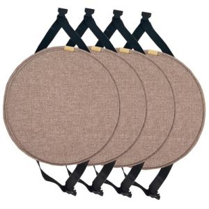 MOODMUSE Lot De 2/4 Coussins De Chaise Ronds avec Attaches,Galette De Chaise for Tabouret Haut,Coussin De Si&egrave;ge Rond for Salle &Agrave; Manger,Cuisine Et Bureau(Coffee Grey,30cm(Pack of 4)) (GAOYL, neuf)