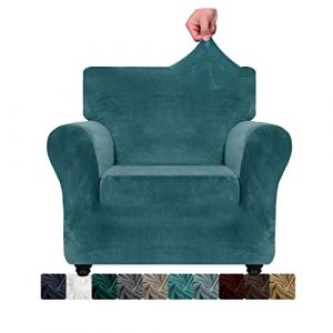 XINEAGE Housse de Canap&eacute; 1 Place en Velours, Housses de Canap&eacute; Extensible, Housses de Canap&eacute; Super Douces pour Chiens et Chats (1 Place,Paon Bleu) (XINEAGE FR, neuf)