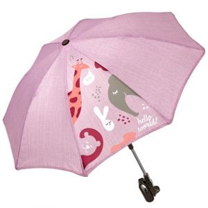 PERLETTI Parapluie Poussette Protection Anti UV - Ombrelle Flexible Pliable Orientable avec Support Universel - Parasol Manuel Confort Réglable Extérieur Plage Jardin - Diamètre 70 cm (Rose) (PERLETTI, neuf)