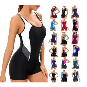 Femme Maillot de Bain Une Pi&egrave;ce Sport Amincissant Natation Maillot de Bain Shorty 1 Pieces pour Plage Piscine Surf Maillot de Bain Femme 1 Pieces Ventre Plat Cadeau Maman,Blanc,S,F30A (Routefuture, neuf)
