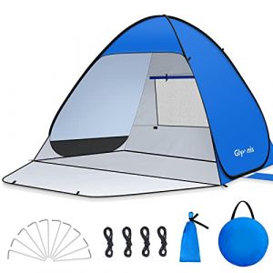 Glymnis Tente de Plage Pop Up pour 1-2 Personnes (S) 3-4 Personnes (L) Abris de Plage avec Porte &agrave; Glissi&egrave;re Protection UV 50+ Contre Le Vent (MOTTO ACCESSORIES LIMITED, neuf)