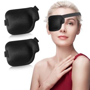 RIKEYO Lot de 2 cache-œil, cache-œil 3D pour adultes, cache-œil médical réglable pour œil paresseux, noir (œil droit) (RIKEYO shop, neuf)
