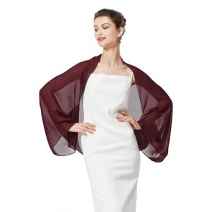 BEAUTELICATE Cardigan Boléro en Mousseline De Soie Couverture Veste à Manche Transparent Grande Taille De Femme Mariée Soirée Mariage Cérémonie D’été(Taille Unique,Cabernet) (BEAUTELICATE-FR, neuf)