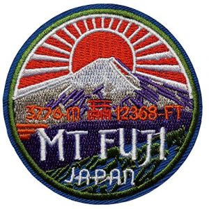 Écusson Mont Fuji 3776m Japon Patch Thermocollant Montagne Japan à thermocoller transfert estampe japonaise à coller au fer repasser applique rond brodé coudre bonnet casquette tshirt vêtement 7cm (►Cameleon-Shop Expédition Rapide Depuis la FRANCE◄, neuf)