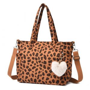 Makukke Velours C&ocirc;tel&eacute; Tote Bag Sac Femme Sac &agrave; bandouli&egrave;re Grand Shopper Sac &agrave; main Sacs &agrave; bandouli&egrave;re pour le travail Bureau Voyage Shopping Ecole (L&eacute;opard) (Makukke-Store, neuf)