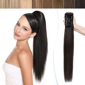 SEGO Extension Queue de Cheval Cheveux Naturel Queue de Cheval Afro Cheveux Humains - Postiche Queue de Cheval Naturel Qeu Cheval Noir Pince Extension Ponytail Cheveux Naturel - 35CM 1B#Noir Naturel (Shiny Collection-88, neuf)