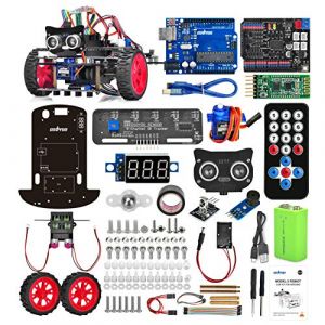 OSOYOO Model-3 V2.0 DIY Robot Car Kit for Arduino – Basic Board, Motor Shield, Line Tracking, Ultrasonic Sensor, Bluetooth, IR Remote Control – Battery and Charger Included (ShenZhen Kookye Tech. Ltd., neuf)