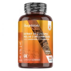 Curcuma Gingembre Poivre Noir 180 G&eacute;lules Vegan, 6 Mois de Stock, Extrait 50:1 avec 95% Curcumine & Piperine Vitamines et Min&eacute;raux, Turmeric Capsules, Alternative au Curcuma en Poudre (Comfort Click, neuf)