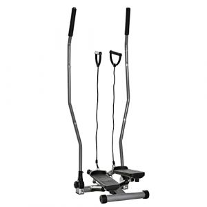 HOMCOM Stepper avec Guidon allongé Salle de Gym avec écran LCD Multifonction Acier ABS 54 x 40 x 135 cm Noir et Argent (Aosom FR, neuf)
