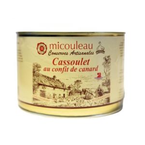 Conserve de 2/1- Cassoulet au Confit de Canard, Boite 1680 g - Plat Traditionnel Sud-Ouest - cuisse de canard - IGP - 4 Personnes (MICOULEAU, neuf)