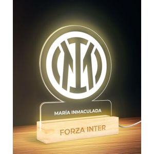 Panorama Lampe de Chevet Foot 15x22 cm Inter de Milan - Lampe Led Personnalis&eacute; - Veilleuse Enfant pour Table de Nuit - Lumiere Chambre Decoration - Cadeau Personnalis&eacute; et Original (home & living, neuf)