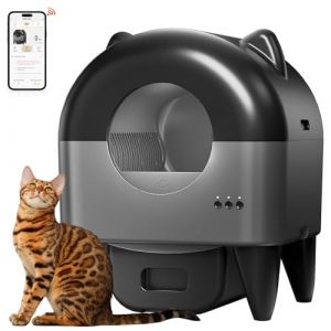 Chat Autonettoyante 110L Grande Capacité LitièRe Automatique - Convient à Plusieurs Animaux - EntièRement éTanche - DéSodorisant - Application DéDiéE - avec LumièRe à Six Couleurs (Mjiaying, neuf)