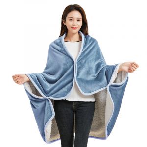 IBLUELOVER Poncho Ch&acirc;le Femme Couverture Plaid Cape &Eacute;charpe Double Face Polaire Couverture de Lit Canap&eacute; Voiture Salon Chambre Hiver Chaud Multi-Usage Cardigan &Eacute;charpe Wrap Cape Ch&acirc;le avec Bouton (IBlueloveruk, neuf)