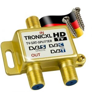 TronicXL 3D 4K R&eacute;partiteur 2 Voies BK C&acirc;ble Repartiteur d'antenne TV Antenne Satellite pour TNT t&eacute;l&eacute;vision par c&acirc;ble Sat dvbs dvbs2 DVBT dvbc num&eacute;rique Full HD TV Distributeur Opensys separateur (&euro;urosell, neuf)