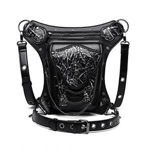 Dajingkj Sac banane steampunk tête de mort sac bandoulière gothique sac bandoulière sac de voyage jambe hanche holster sac à main pour femme homme, Noir101, Taille unique, Mode (Dajingkj03, neuf)