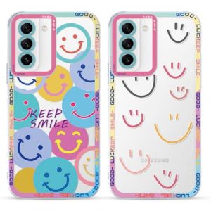Yoedge 2 pi&egrave;ces Coque pour Samsung Galaxy S21 FE 5G 6,4" Motif de Emoji Souriant Fille Femme &Eacute;tui,Transparente Housse de Protection Antichoc Mignon Aesthetic Design Case Cover pour Samsung S21 FE 5G (Somin Ivka EU, neuf)