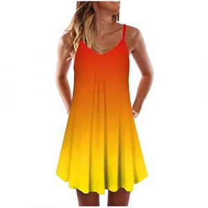 Robes Femme Soir&eacute;e Mini Robe D&eacute;contract&eacute;e Hawa&iuml;enne &Eacute;t&eacute; pour Femme - Robe Droite Manches Courtes - Longueur du Genou - Coupe Ample - Robe T-Shirt Grande Taille Col en V- Robe de Plage Robe Rockabilly (BAULMD（90% Big Promotion Without Discount Code ）, neuf