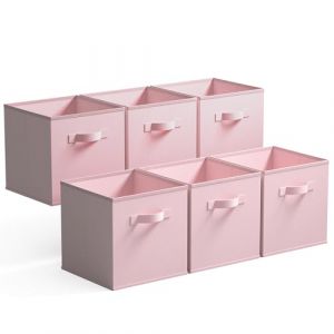 GRANNY SAYS Boîtes de Rangement, Lot de 6 Cubes de Rangement avec Poignées, Paniers et Bac de Rangement Tissus pour Kallax Étagère, Boite Rangement Meuble Cube Rangement Pliable 33x33 cm, Rose (SEMPERFUN, neuf)