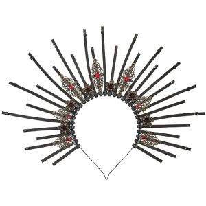 FRCOLOR Halo Couronne Gothique Spike Coiffe D&eacute;esse Grecque Casque Femmes Halloween Costume Noir (Different Quality, neuf)