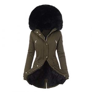 Manteaux Duvet Femme Doudoune élégant Longue Manteau Zippé épais Chaud Pas Cher Parka Blouson Veste Chaud épais Long Fourrure Veste Chaud Hiver avec Capuche Fourrure Grande Taille Duvet en Coton (⭐⭐⭐⭐⭐WUSENTOF, neuf)