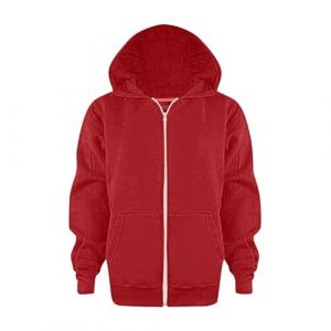 SoLu DAY8 Sweat a Capuche Enfant Garcon Zipp&eacute; Manteau Enfant Hiver Chaud Chic Pas Cher Cardigan Veste Zipp&eacute;e Garcon Fashion Large Confortable Casual Haut Hoodie Sweat-Shirt (9-10 Ans, Rouge) (SoLu DAY8, neuf)