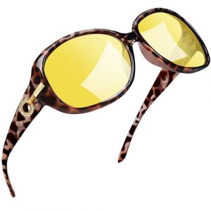 Joopin Lunettes de conduite de Nuit Femme Oversize Anti &Eacute;blouissement Vision Nocturne Lunettes Jaune Conduite de Nuit Anti Phare Brown Leopard (Joopin Fashion, neuf)