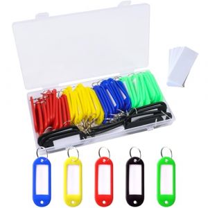 Hanyousheng 50 Pièces Porte-clés, Porte Clef Etiquette, Porte Cles avec Etiquettes, Etiquette Clef, Etiquette Porte Clef, Pour Etiquette de Bureau D'hôtel Voyage Bagagerie (5 Couleurs) (Zhengqf-EU, neuf)