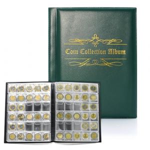 Album pour pièces de Monnaie,16 Feuilles de Album de Collection de pièces de Monnaie, Classeur Pieces 2 Euros De Monnaie, Album pour pièces de Monnaie pour 480 Pièces de 2 Euros (Vert) (Rucy GmbH, neuf)