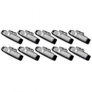 VIGORFLYRUN PARTS LTD Feux de Gabarit Latéraux LED, Indicateur de Position, 6 LED 3.8" Feux De Côté pour 24V Voiture Remorque Camion Lorry Caravan Bus - 10Pcs Blanc (VIGORFLYRUN PARTS LTD, neuf)