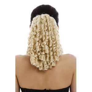 WIG ME UP - N900A+2-V-613 postiche tresse queue de cheval tire-bouchon boucles volumineuses blond platine blond clair (VK Event Fashion, neuf)