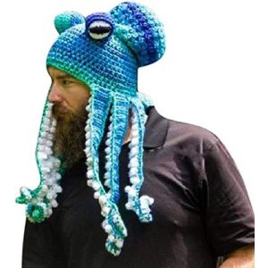 Bprtcra Bonnet tricot&eacute; &agrave; la main, Adulte unisexe dr&ocirc;le avec tentacules de pieuvre en carton et yeux Cosplay pour f&ecirc;te, Taille unique (Five video game, neuf)