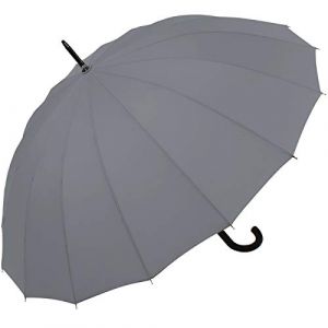 iX-brella Long – Parapluie de qualité supérieure en 16 pièces avec mécanisme automatique résistant aux tempêtes, gris, 100 cm, Parapluie automatique (RS-Versand, neuf)