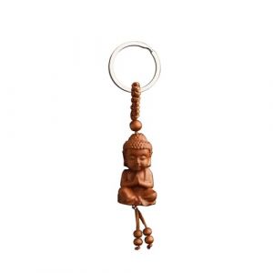 Weenwill Porte Clés Bouddha en Bois,Bouddhisme Keychain Figurine de Bouddha Amulette Bouddhiste Porte-Bonheur pour Le Cadeau Porte-Bonheur Pendentif Voiture Bricolage (Qiyu0118E, neuf)