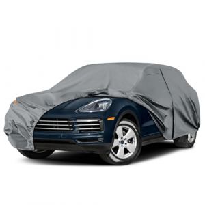 Housse de protection imperm&eacute;able pour voiture Porsche Cayenne 2009-2025, housse hivernale estivale pour l'ext&eacute;rieur avec fermeture &eacute;clair, anti-vent, gris (Amomusm, neuf)
