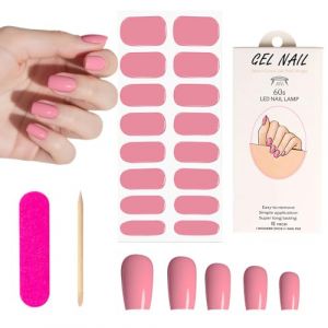 SUNNIFLY Ongles gel Autocollant UV,16 Pcs Faux Ongles Autocollants,Autocollant Ongle gel UV,Ruban Autocollant et Dissolvant D'ongles pour D&eacute;coration D'ongles,DIY (Rose) (TYsjkhf, neuf)